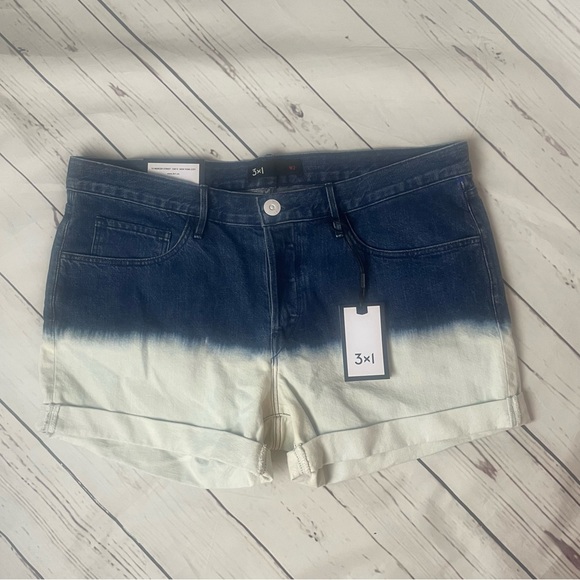 3X1 Boyfriend Relaxed Dip Dye Ombré Shorts - Picture 2 of 6